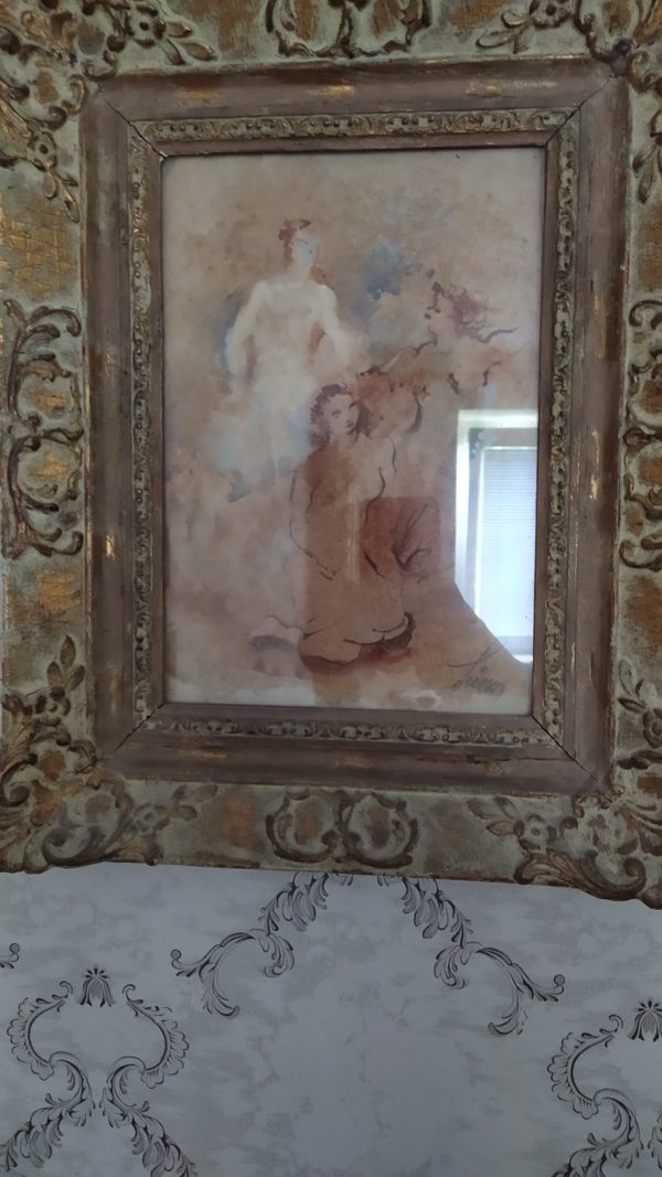 Obraz v původním rámu zasklený Aquarel "Víly" signováno František Václav Süsser.